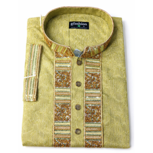 lime green embroidered panjabi for men