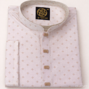 Home white panjabi with golden accents